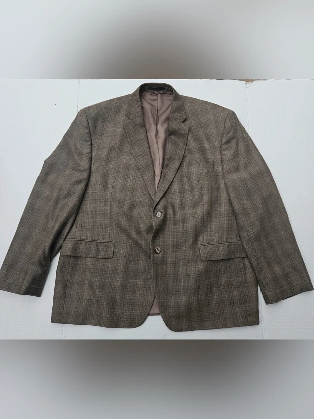 Lauren Ralph Lauren Men’s 46S Silk Wool Plaid Blazer Sport Coat Brown
